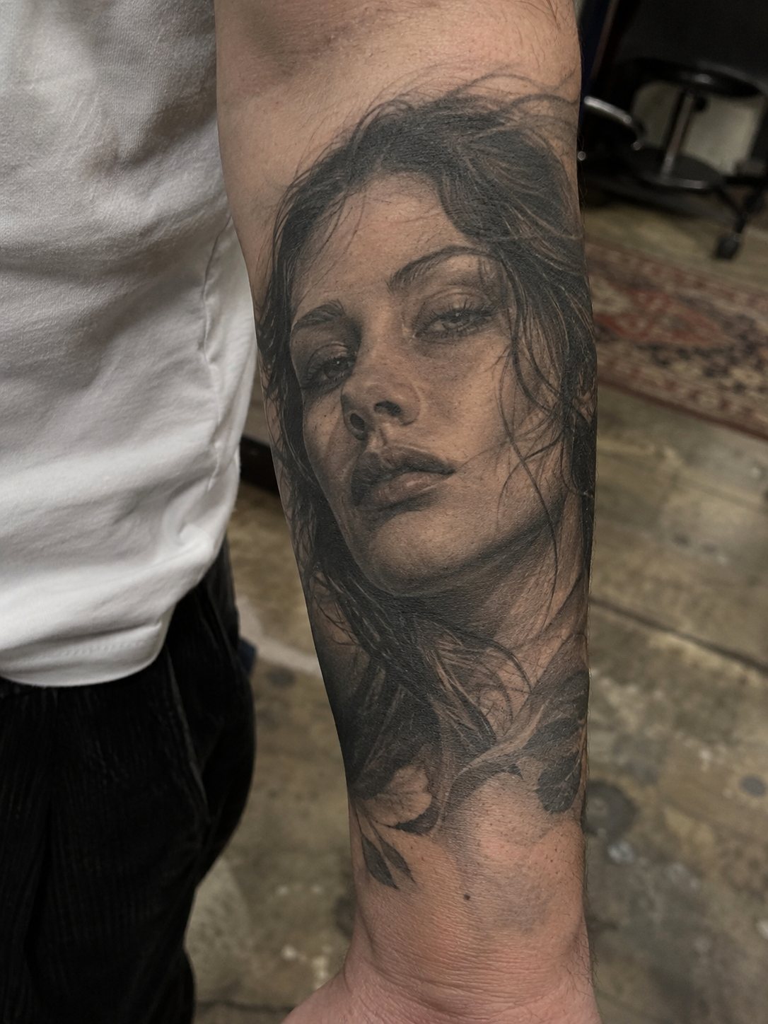 Illustrative portrait tattoo detail